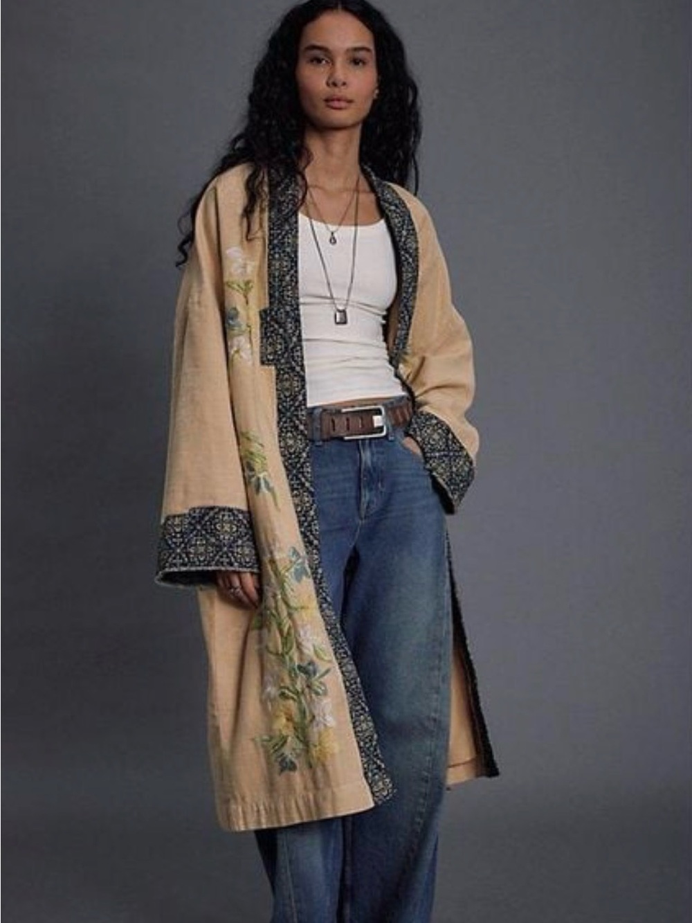 Free People Embroidered Kimono Duster Jacket XS/S NWT Boho Floral $398